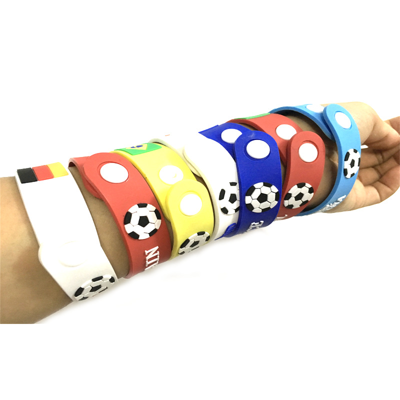 Pulseras de PVC con el Emblema de la Copa Mundial de Francia, España, Portugal, Bélgica y Países Bajos, Pulseras de Goma Suave para Aficionados