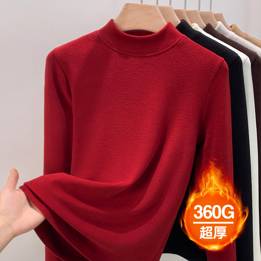 체리레드 스몰 스탠드 칼라 [두꺼운 버전 업그레이드, 매우 따뜻한 벨벳]