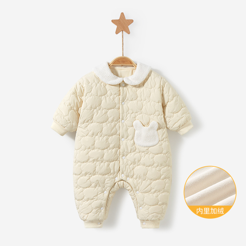 Mono de bebé Otoño e Invierno recién nacido cálido ropa engrosada forrada de lana para hombres y mujeres traje de mameluco ropa de invierno para bebés