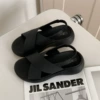 2405 solid color cross sandals-black
