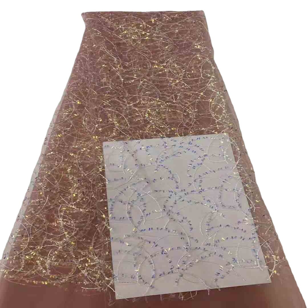 Comercio exterior nuevo lentejuelas de poliéster bordado de tela de encaje vestido de novia vestido de escenario cheongsam bordado de tela JX1831 image 6
