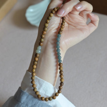 绿檀木冰蓝水翡翠6m佛珠手链手串和田青白玉葫芦松弛感文艺静心女