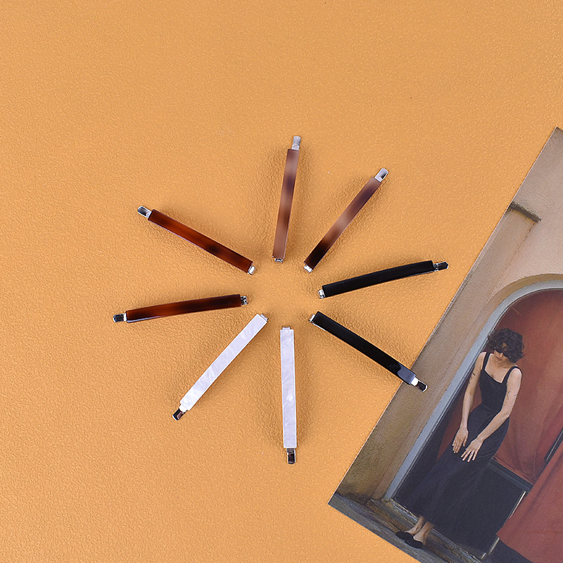 New Style White Thin Edge Hair Clip, Black Bangs Clip, Acetate Simple Clip, Top Clip Hairpin, Cross-Border Hair Accessory for Stray Hair