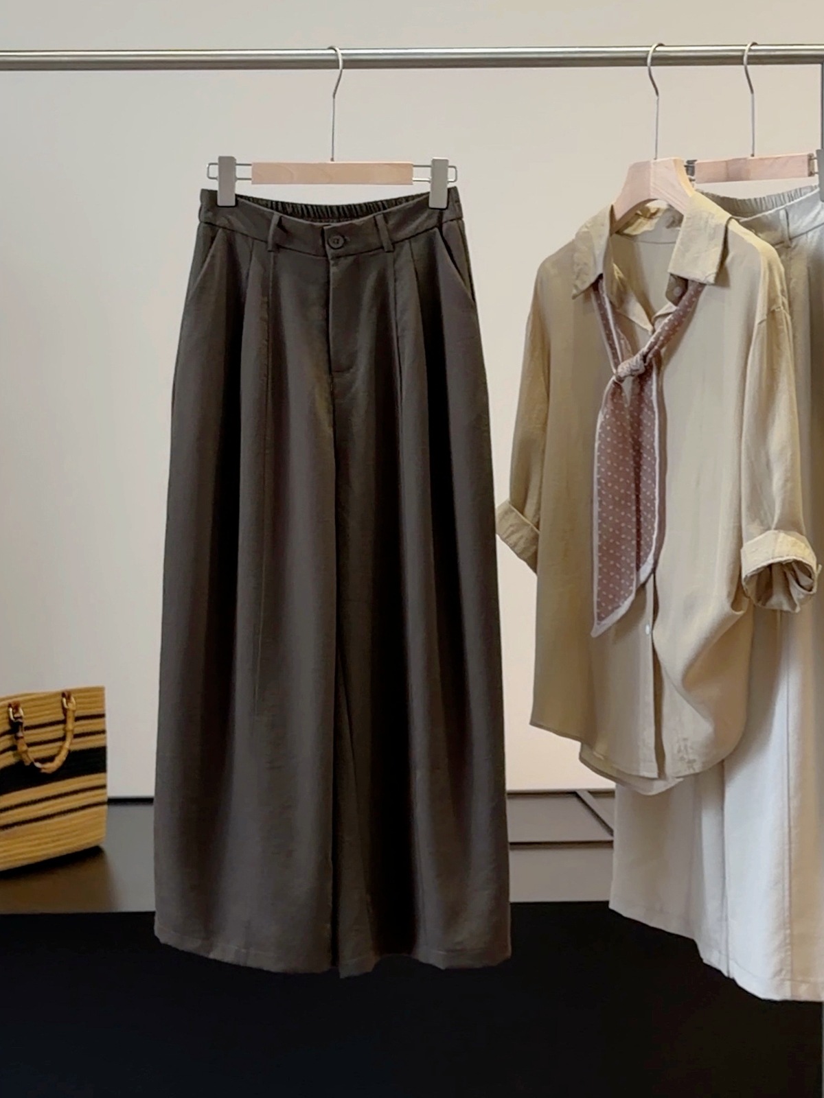 White Cotton Linen Wide Leg Pants Straight Leg Elegant Versatile Loose Slimming Simple Casual Cropped Summer Style_ecoleips.com