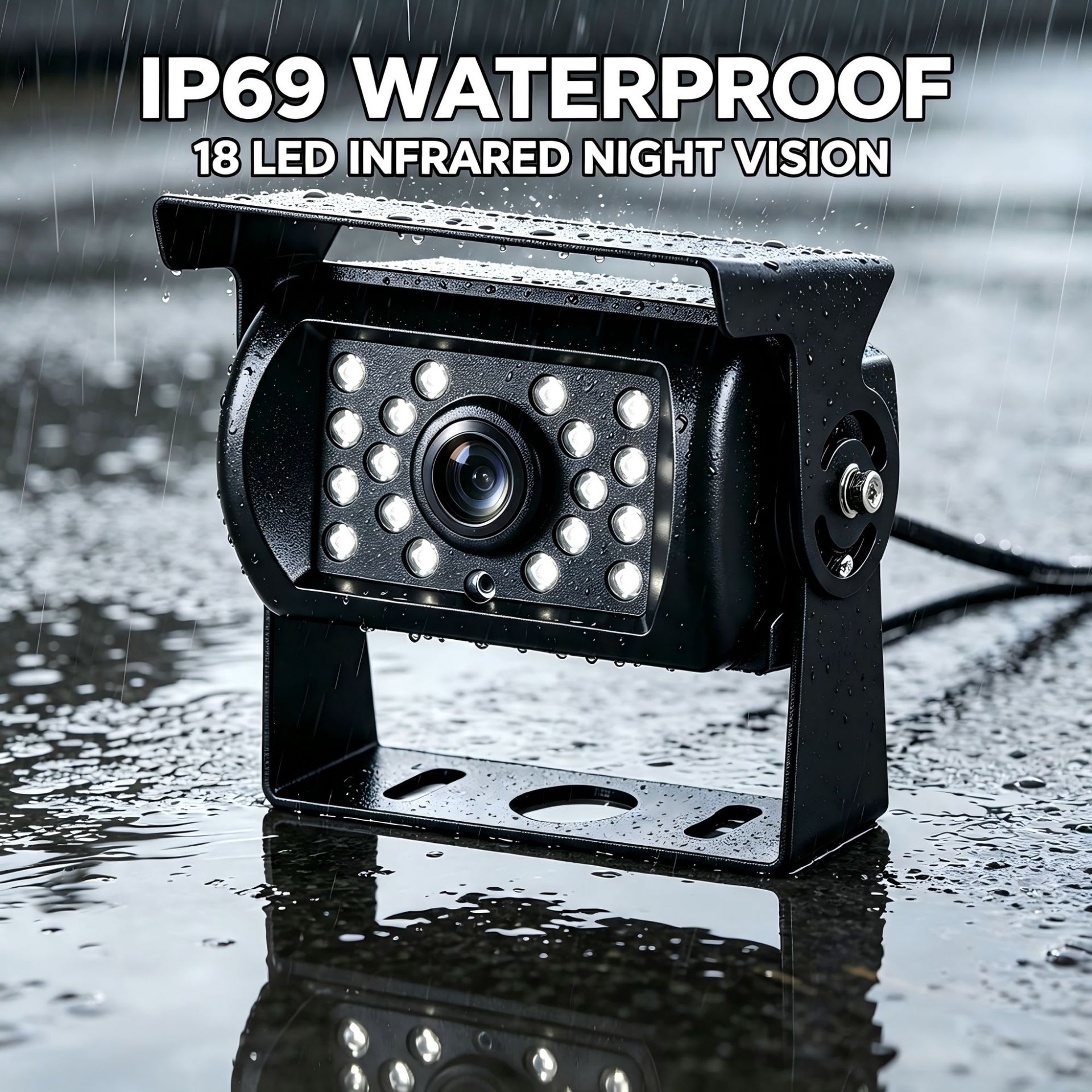 Car-mounted 4K high-definition dual-camera monitoring system, IP69 waterproof, night vision, specifically for RVs and trucks