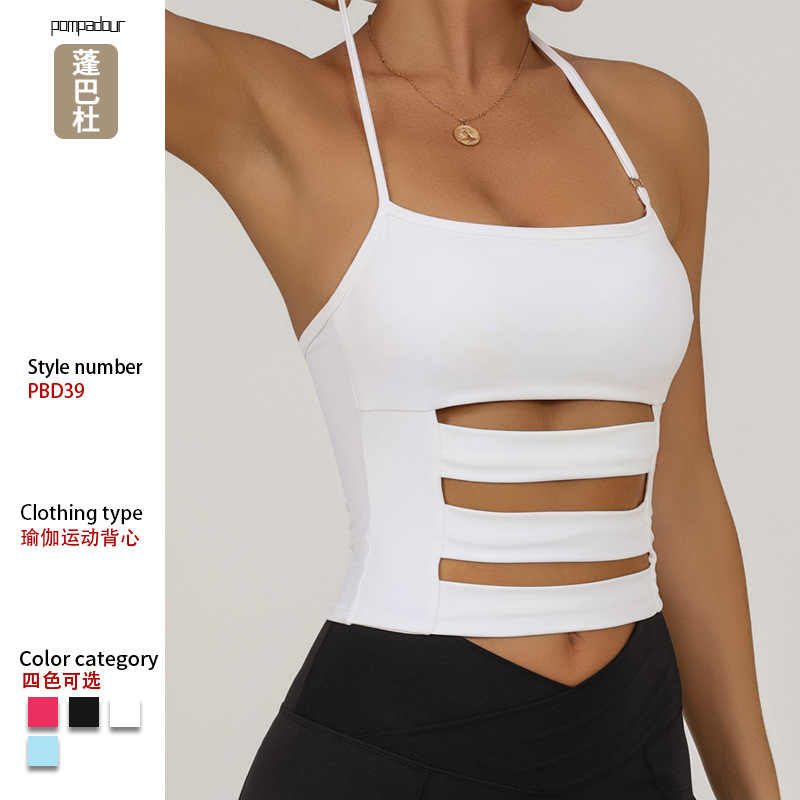 Europa y América deportes transfronterizos chaleco de yoga para mujeres con cojín de pecho correa ajustable entrenamiento de acondicionamiento físico chaqueta de eslingas