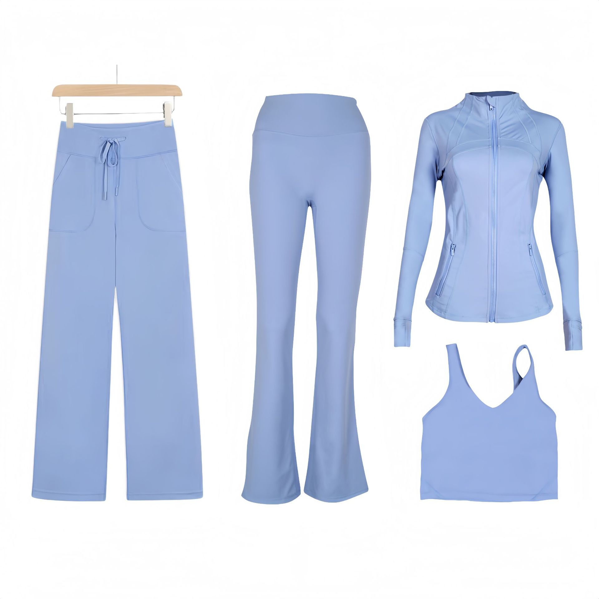 Women's Slim Fit Active Four Piece Set With Jacket And Leggings_voghion.com