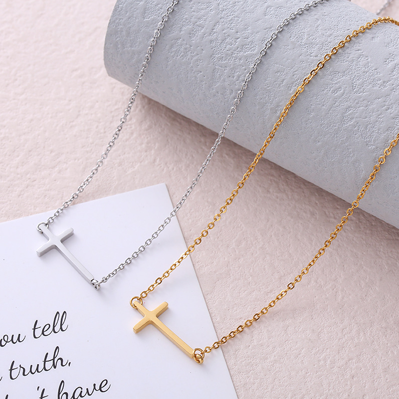 5g Weight Pendant Necklace Classification cable chain Chain Type 1 Piece Quantity Wholesale Hip-hop Cross Stainless Steel Pendant Necklace
