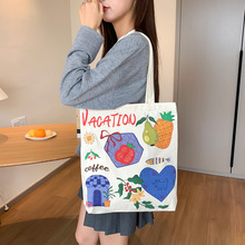 帆布包包女大容量手提补习手拎袋单肩可爱卡通包2025新款一件代发