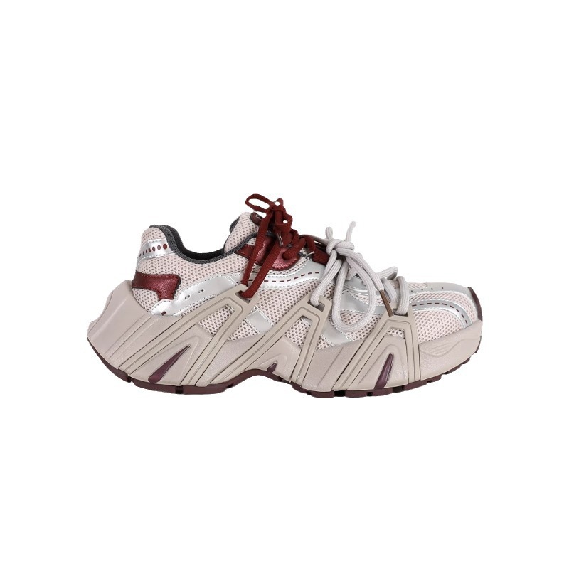 Piel de cerdo de la cabeza ~ tío casa de París aumento de suela gruesa zapatos de papá para mujeres 2024 otoño nuevos zapatos deportivos transpirables