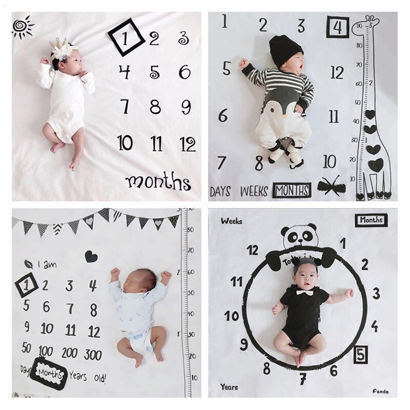 Baby 100 Days Month Photo Blanket Baby Photography Props Creative Digital Background Cloth Costume Pose Props