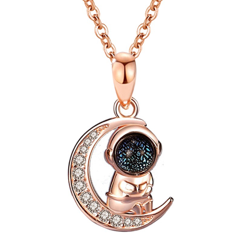 Spaceman astronauta estrella collar de plata esterlina las mujeres S925 clavícula cadena estilo japonés y coreano nueva moda ins original