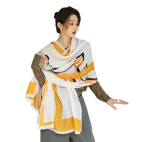 New Cotton Linen Scarf for Women Spring Summer Air-Conditioned Room Warming Large Shawl Outerwear Cape Dual-Use Neck Scarf Trendy