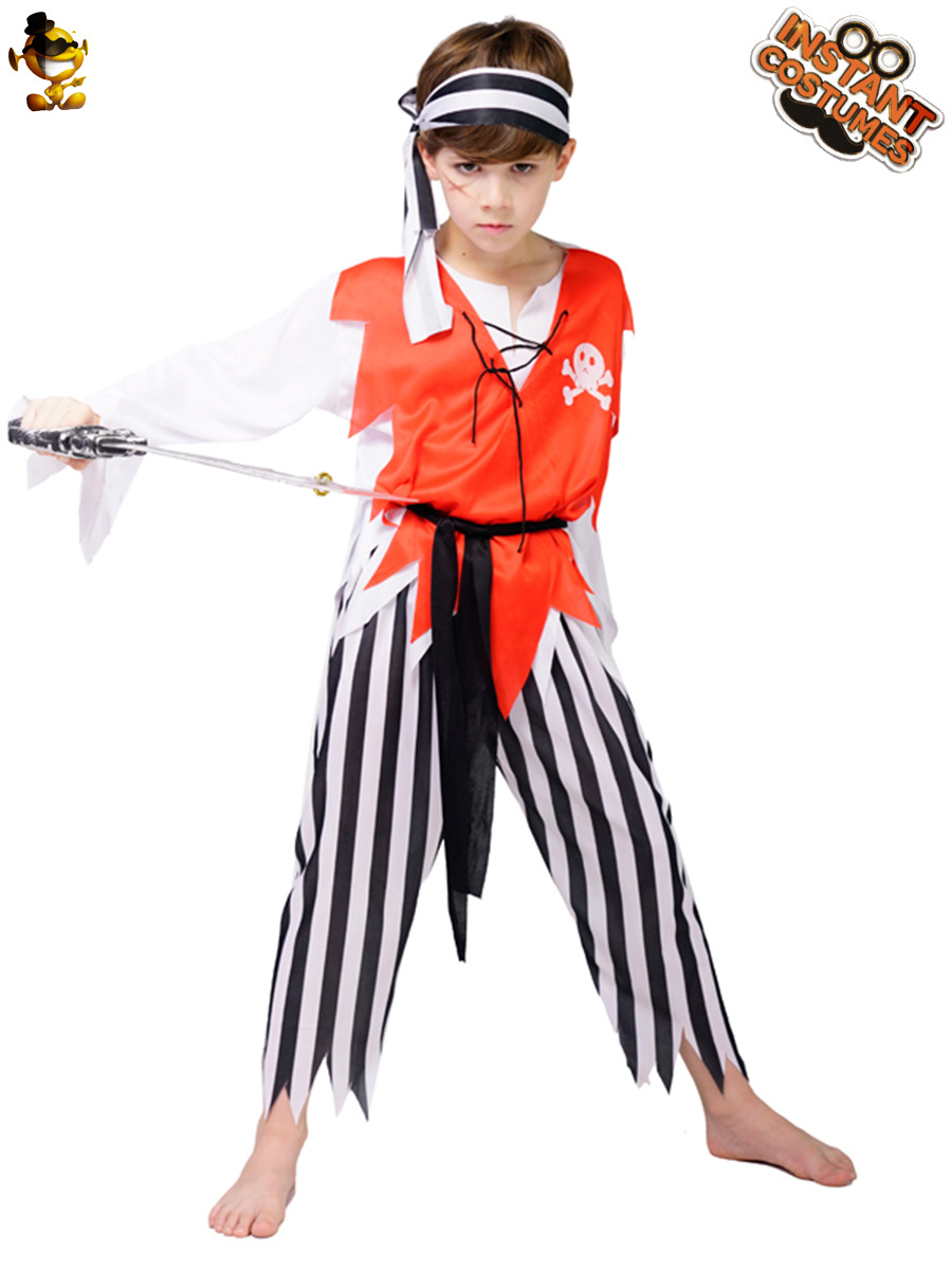 De Halloween para niños pirata masculino juego de rol traje de escenario pequeño mar capitán pirata rendimiento Cosplay traje image 3
