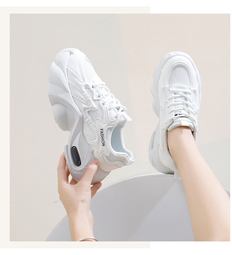 Ins coréen Net coupe basse papa chaussures femmes 2024 automne nouveau respirant étudiant sport hauteur augmenter loisirs YB2808_voghion.com