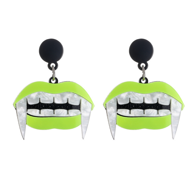 Cross-border horror fangya Halloween pendientes personalidad de la moda de acrílico pata bruja fantasma espárragos pendientes
