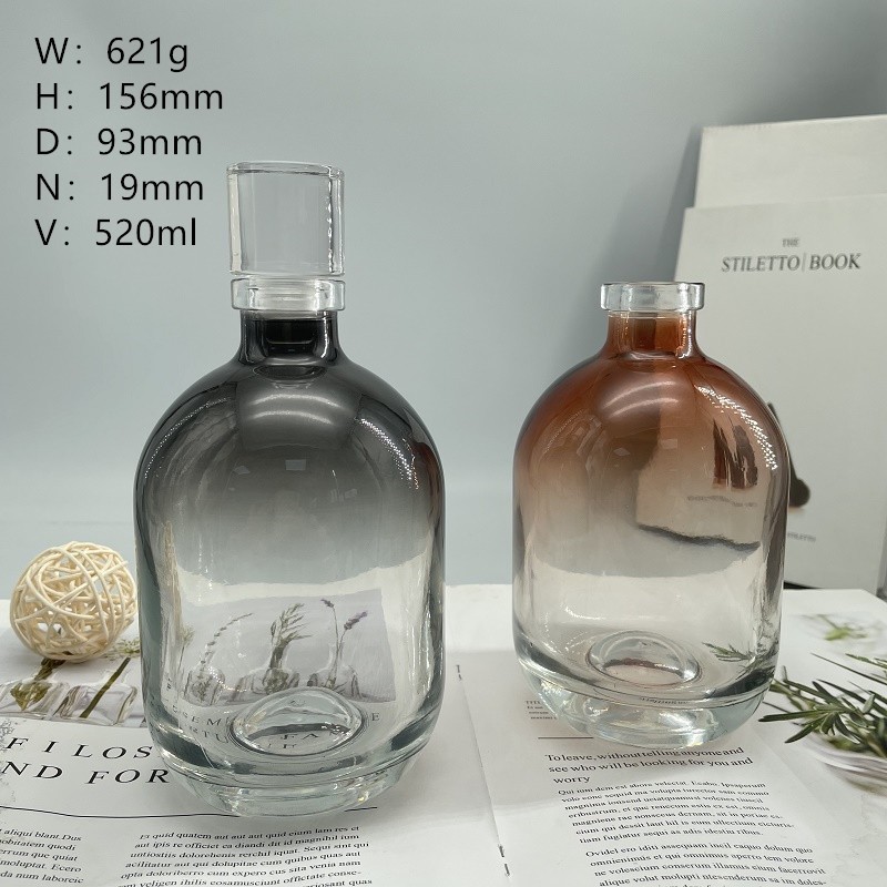 厂家批发供应现货500ml晶质料酒瓶可喷色渐变配套水晶盖塞