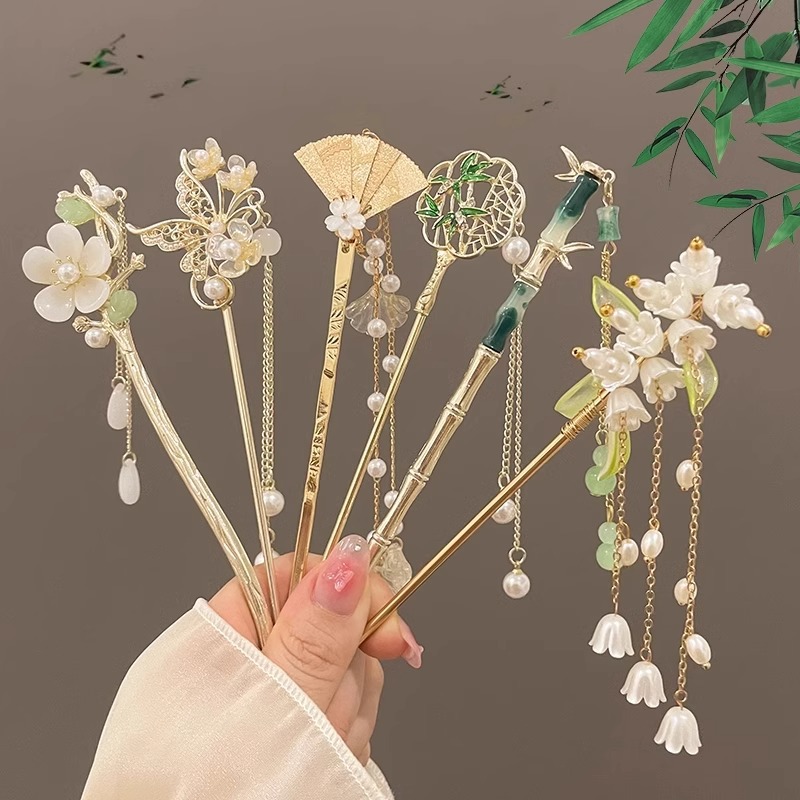 Niños nuevo estilo antiguo chino pinzas de cabello niñas 2025 nuevo pinzas de cabello de caballo falda paso rocker ropa de estilo chino pinzas de cabello tocado