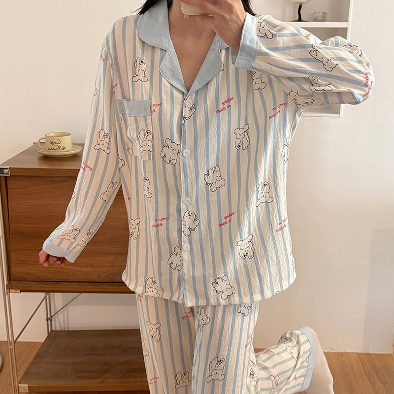 Transfronteriza mayorista collar primavera y otoño nuevo ocio nubes cardigan pijamas de manga larga ropa para el hogar de cuerdas