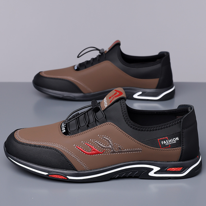 2025 nuevos zapatos de cuero de cuatro estaciones para hombre, zapatos de hombre antideslizantes, impermeables y transpirables, zapatos casuales de un pedal, zapatos de conducción para papá