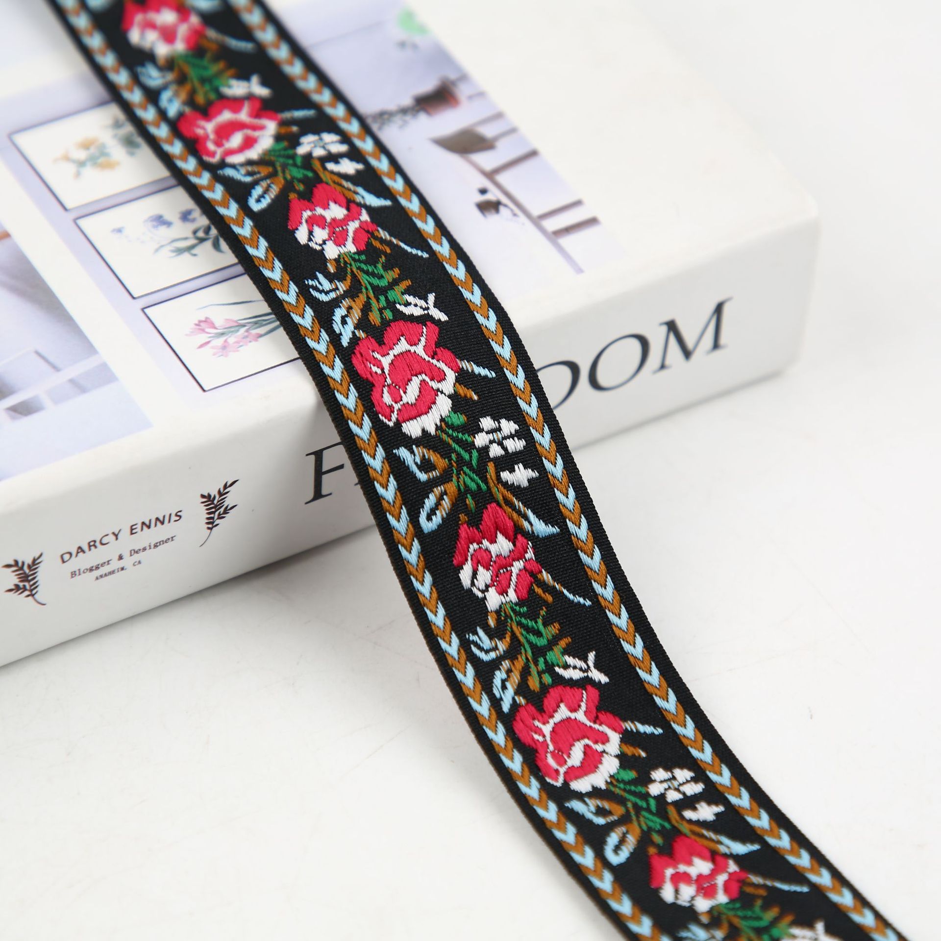 3cm Hanfu accessories Tang suit retro classic ethnic style jacquard webbing bow webbing