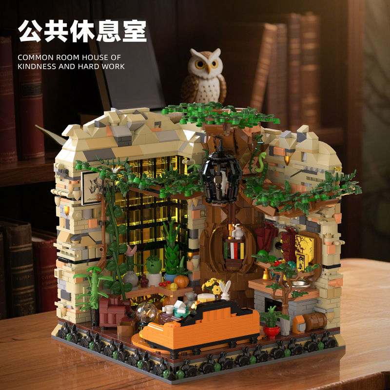 Small Particle Building Block Model Fireplace Puzzle 7-14 Architectural Public Lounge Model Windowsill Building
