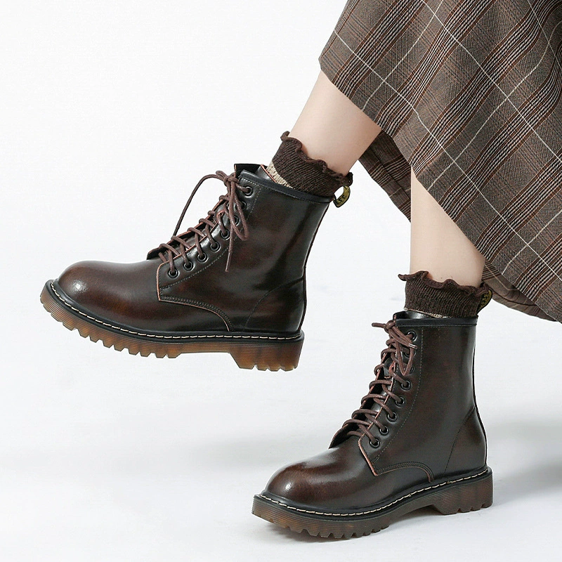 Красивые Мощные Новые Классические ботинки Martin на платформе со шнуровкой и восемью отверстиями с круглым носком, женская красивая крутая рабочая одежда, короткие ботинки Knight, однослойные ботинки
