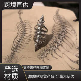 跨境新品英式哥特风骸骨戒指 欧美个性潮流复古独特时尚指环食指