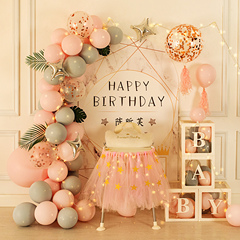 Girl Baby's 1st Birthday Party Decoration Theme, Children's 100th Day Celebration, Full Moon Background Wall, Wang Jin