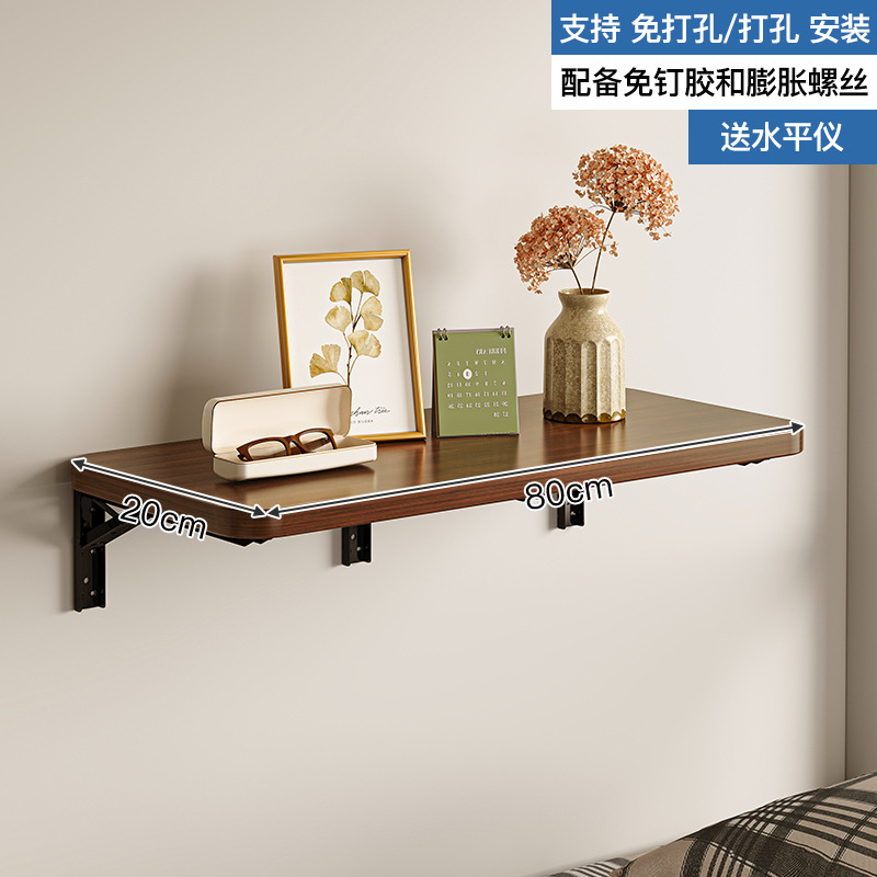 Estante de pared Estante de exhibición de pared de color nogal Estante de exhibición Estante de almacenamiento de pared Estante suspendido Tabique de una palabra