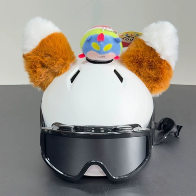 Ear Helmet Decoration for Motorcycles, Cute Plush Doll for Electric Vehicles, Ski Riders, Motorcycle Decorations, Detachable