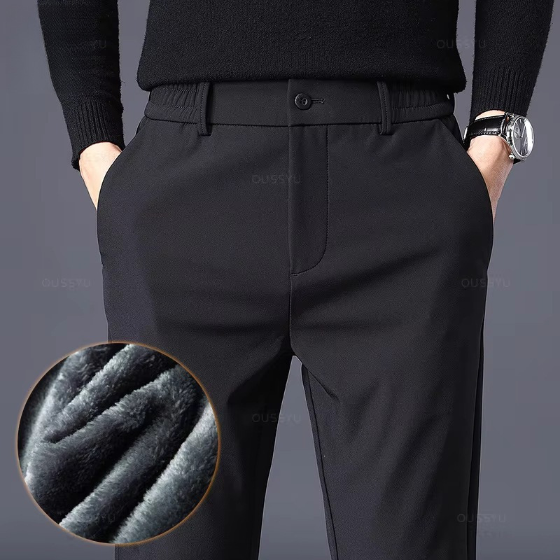 Winter warm men's wool pants, thick, business style, slim fit, elastic waist, jogger style, Korean classic black, gray, blue Winter warm men's wool pants, thick, business style, slim fit, elastic waist, jogger style, Korean classic black, gray, blue