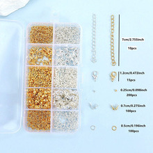 10格双色串珠配件龙虾扣尾链包扣开口圈定位珠手工diy饰品配件