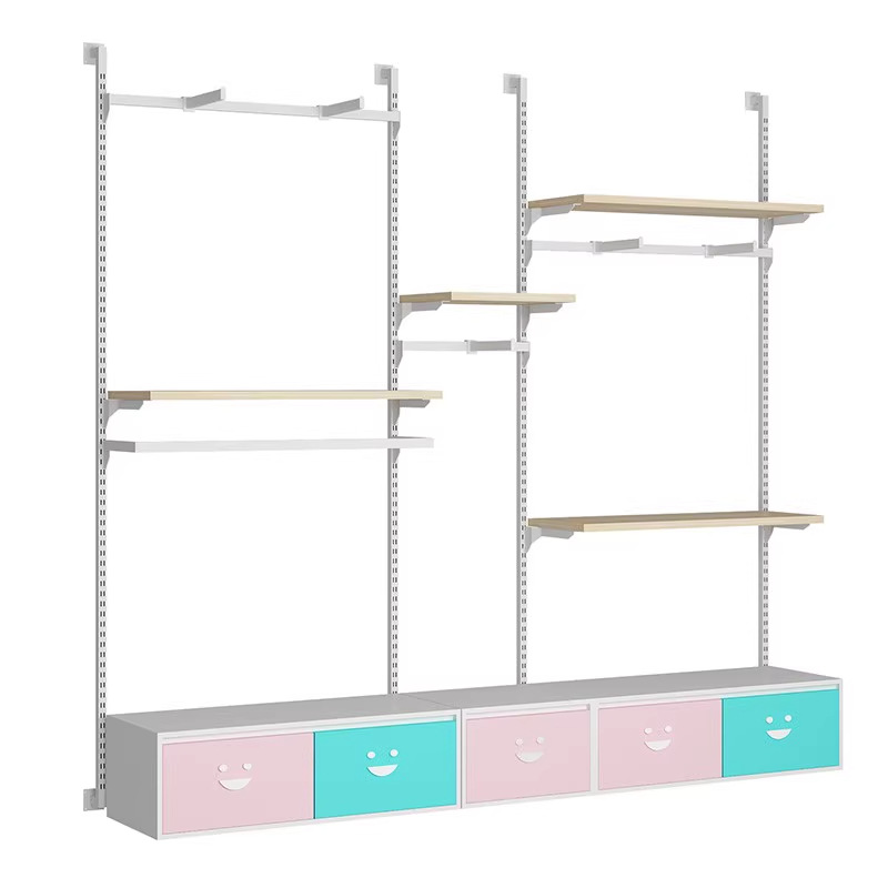 Tienda de ropa estante de exhibición de ropa de niños pared estante de ropa de niños percha de ropa de doble capa madre y bebé estante de plataforma de isla