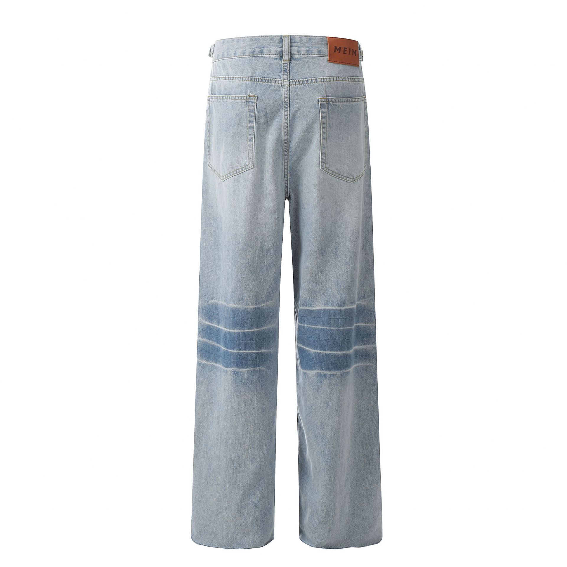 Vêtements pour hommes EONMODISH | Pantalon en denim délavé tendance American High Street, nouveau produit d'automne 2024_voghion.com