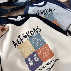 2024 Spring Children's Clothes Boys Children's Cartoon Children's Print Korean Style Raglan Sleeve Loose Version Sweatshirt Wholesale Shipping