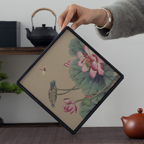 Creative quick-drying water-absorbing tea tray square dry brewing table teapot small tray household pot bearing retro tea set tea ceremony accessories