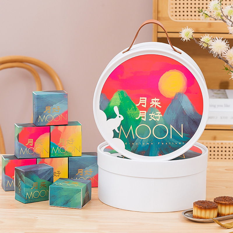 2023 Round 8-petal Mid-Autumn Mooncake Packaging Box High-end 100g Egg Yolk Pastry Ice Skin Gift Box Empty Gift Box