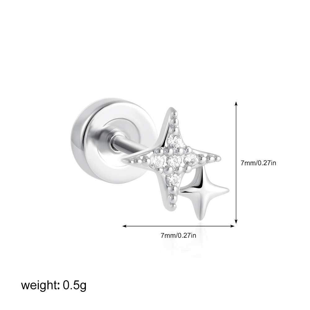 2g Weight 201 Stainless Steel Ear Needle Material Ear Studs Classification 1 Piece Quantity Casual, Daily Occasion Copper Material Star, Moon, Heart Shape Pattern All Seasons Season Women's Gender Plating Design Elegant, Simple Style Style 1 Piece Elegant Simple Style Star Moon Heart Shape Plating Copper Ear Studs 37