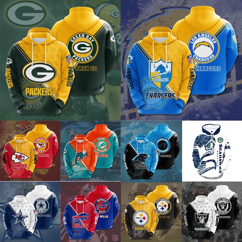 Cross-Border New Nfl Football Series Hooded Sweatshirt for Men 3D Printed Cosplay Spring and Autumn Loose Casual Hoodie Cross-Border New Nfl Football Series Hooded Sweatshirt for Men 3D Printed Cosplay Spring and Autumn Loose Casual Hoodie