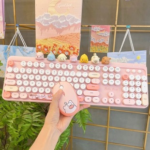 Wireless 4g Bear Girl Mouse Keyboard suit Desktop Computer USB2 Notebook Dopamine Quiet Office