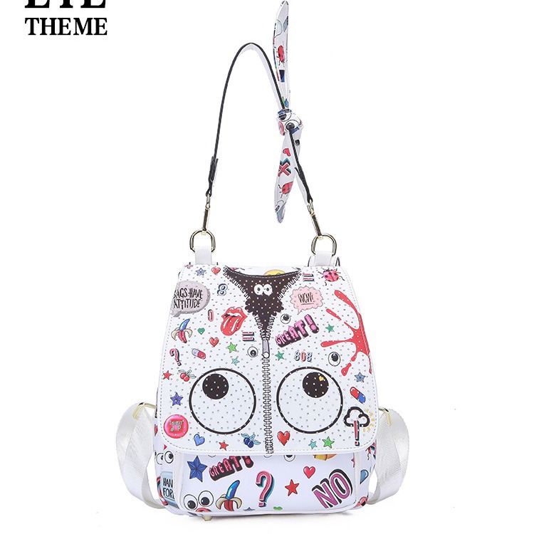 Mochila Casual Estampada para Mujer de PU Resistente al Desgaste para Uso Diario
