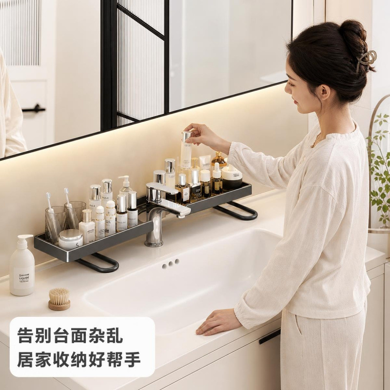 Space-saving storage rack for bathroom, toilet, no-drill required, mirror-front cosmetic and washbasin organizer Space-saving storage rack for bathroom, toilet, no-drill required, mirror-front cosmetic and washbasin organizer