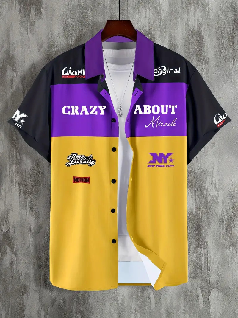 2024 verano nuevo estilo personalidad moda casual todo fósforo fresco y guapo letras camisa de manga corta a rayas MB1