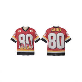 美式复古潮流速干足球衣高街80数字网眼短袖T恤男女情侣篮球服