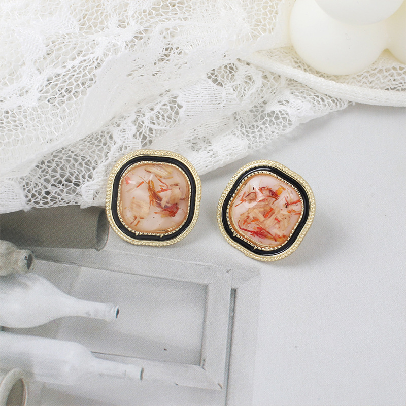 4g Weight Earrings Classification Wedding, Travel Occasion Alloy Material Women'S Gender Plating Design Red, Black Color Fashion Geometric Square Contrast Color Resin Earrings 3