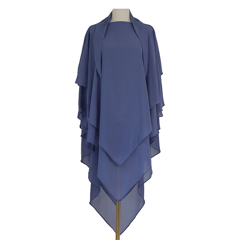 Elegant Solid Color Scarf - Double Layer Front & Triple Layer Back Design, Soft Chiffon Fabric, Versatile Head Wrap For Women_voghion.com