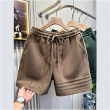 夏季宽松运动休闲短裤男士三条杠设计高端重磅裤子五分裤美式卫裤