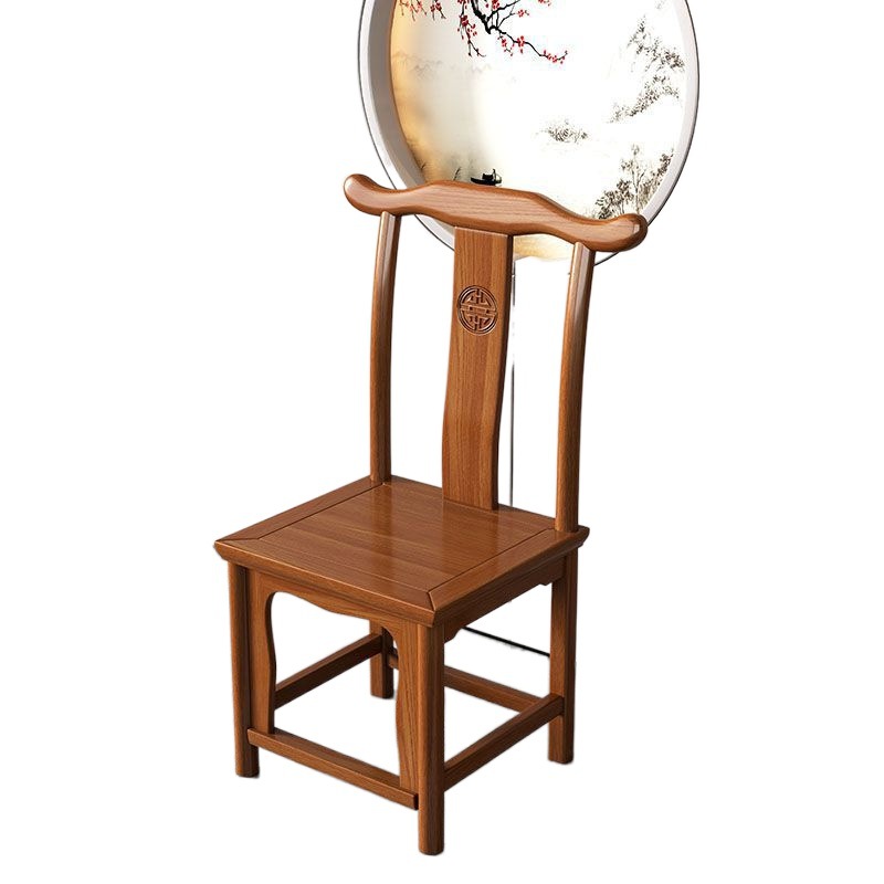 Silla de cuerno de estilo chino Silla de madera maciza de hotel para el hogar Silla de comedor de olmo Silla de respaldo Silla de comedor de hotel Silla de sombrero oficial