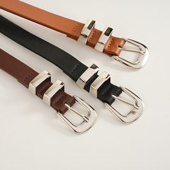 高級感復古小皮帶女士ins百搭牛仔褲腰帶細黑色簡約金屬質感褲帶